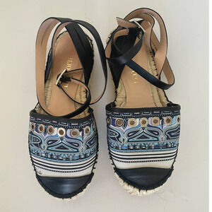 Emilio Pucci Blue Scarf Cap Toe Flat Platform Espadrille • Size 36 🔴